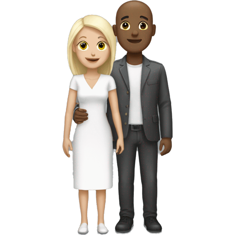 Love interracial couple bald black male blonde female emoji