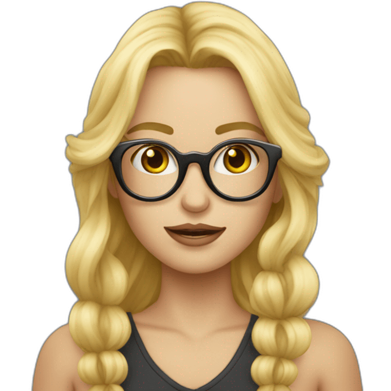 Blonde avec une natte et des grosses lunettes emoji