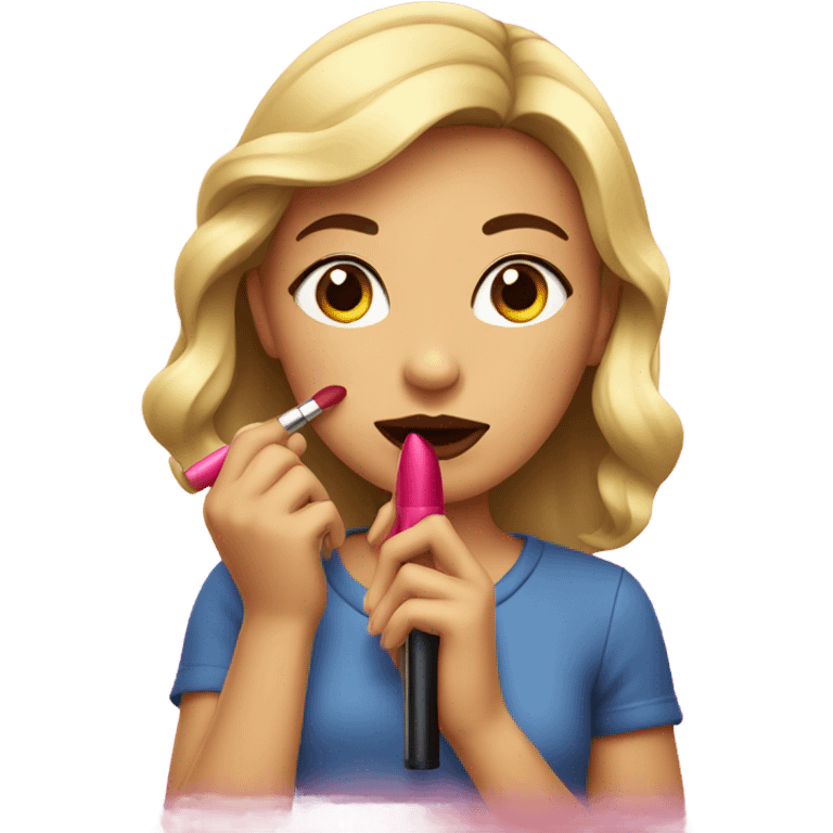 Girl putting on lipstick emoji