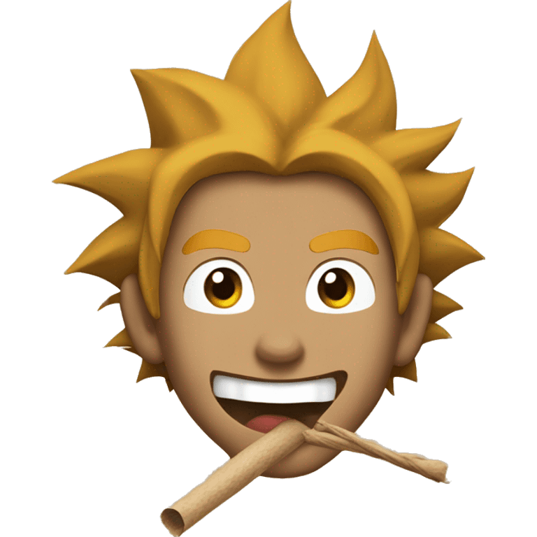 goku with a stick made of brown paper on his mouth open emoji