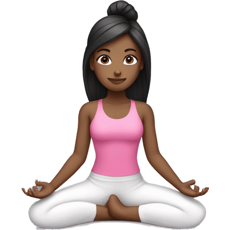 white black hair Girl in pink doing yoga emoji