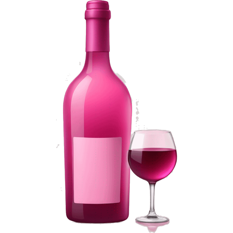 bottle fancy pink wine with a glass next to it emoji