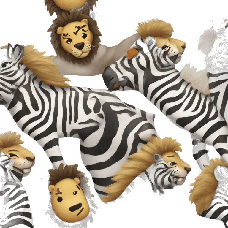 zebra & lion sitting next to each other emoji