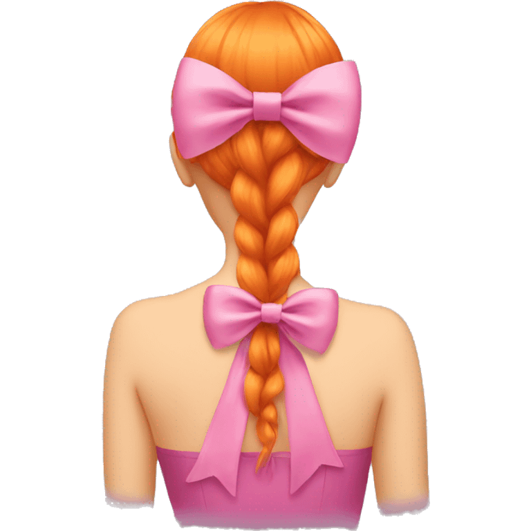 orange hair from behind with a pink bow emoji