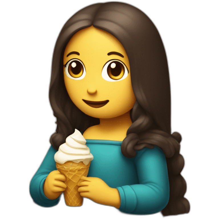 Cute Mona Lisa eating ice cream emoji