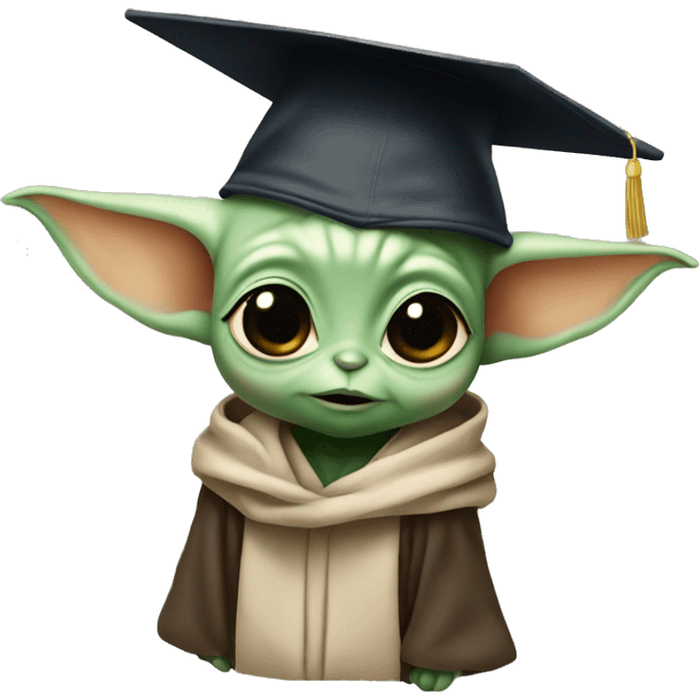 baby yoda wearing graduation cap emoji