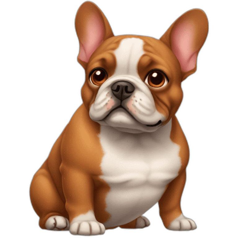 Red fat french bulldog old emoji