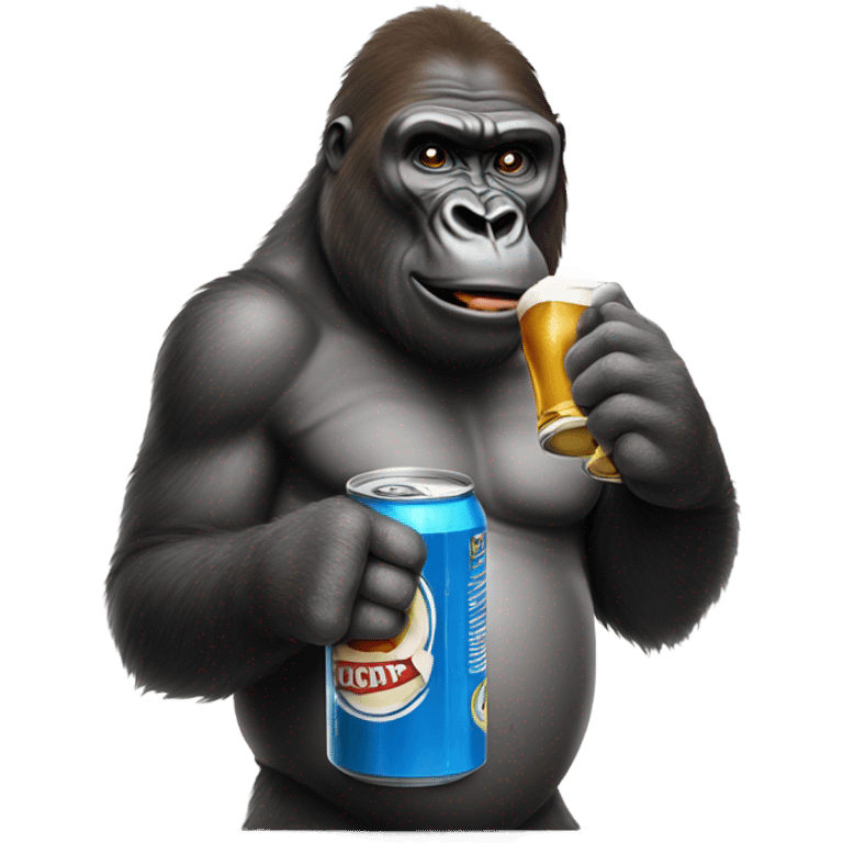 Gorilla drinking a beer emoji