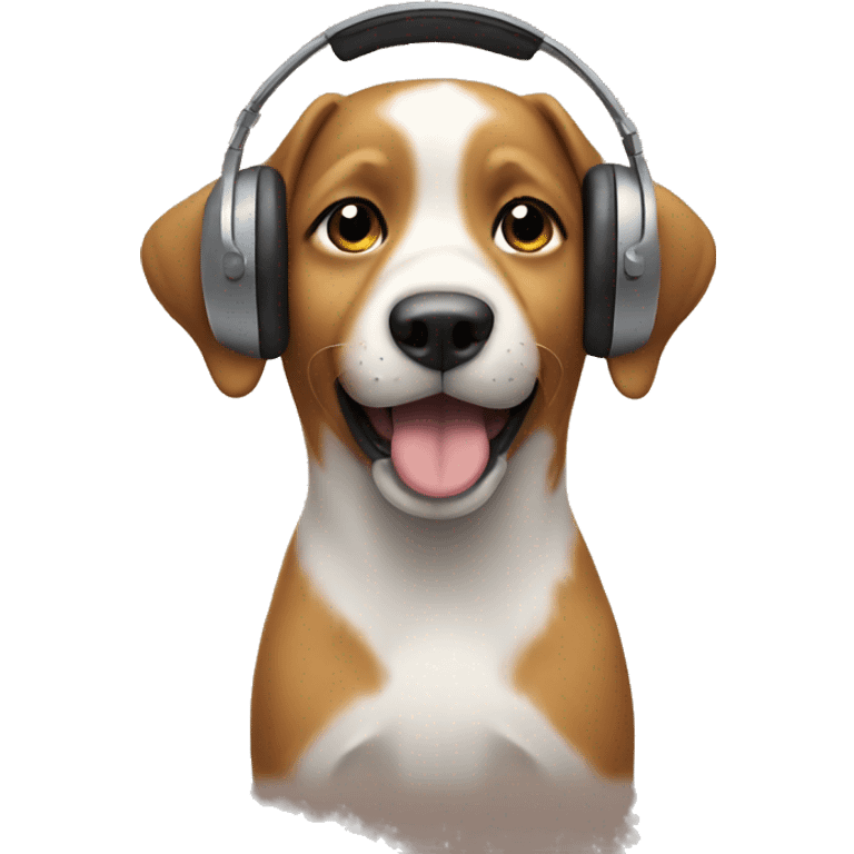 A dog puts on headphones emoji