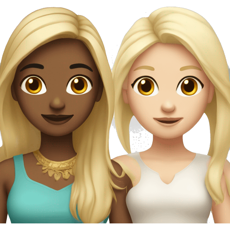 Two friends one Indian girl one blonde white girl emoji