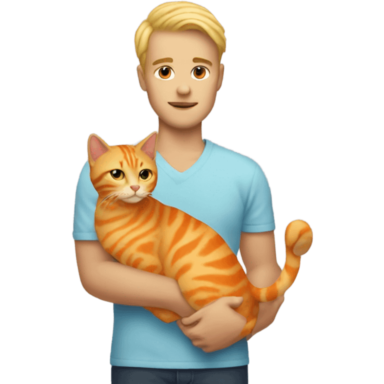 blonde trans man holding orange fat cat emoji