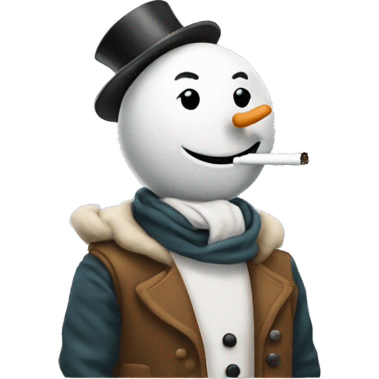 Snow man smoking cigarette emoji