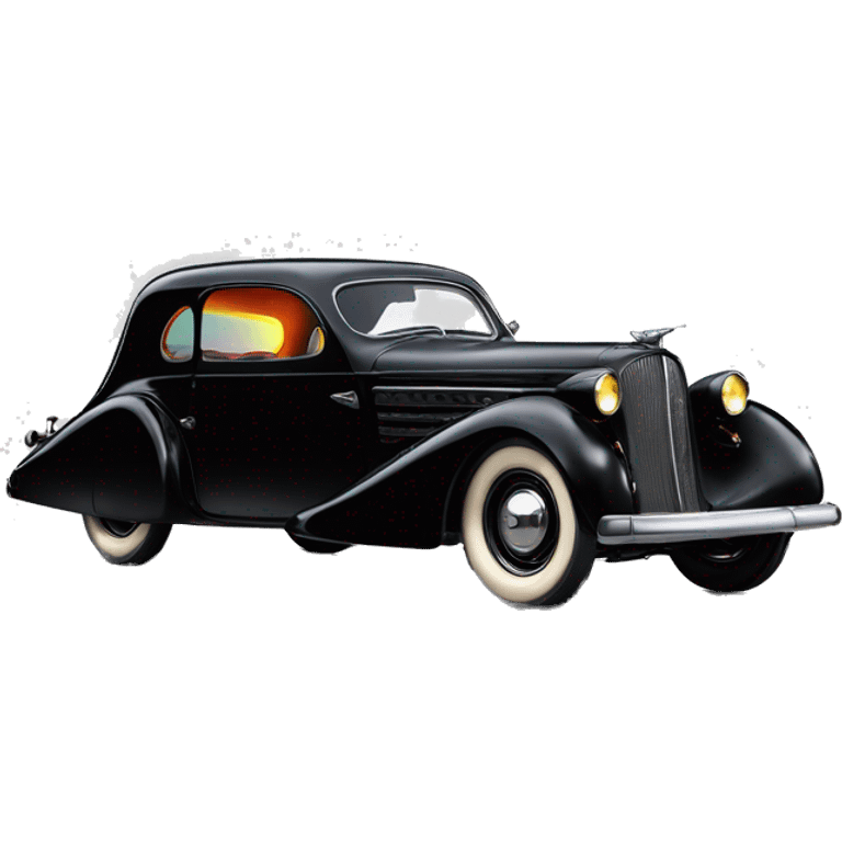 Batman’s 1936 Cord 810/812 black with holographic horizontal flames  emoji