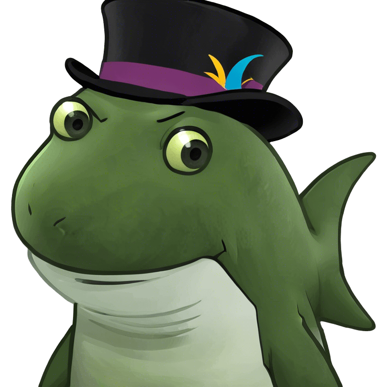 Shark with a top hat emoji