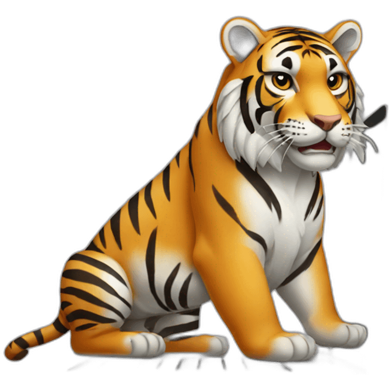 A tiger on a laptop emoji