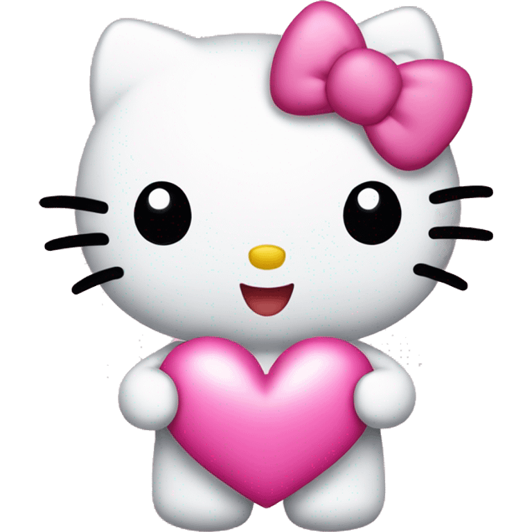 hello kitty with pink heart emoji