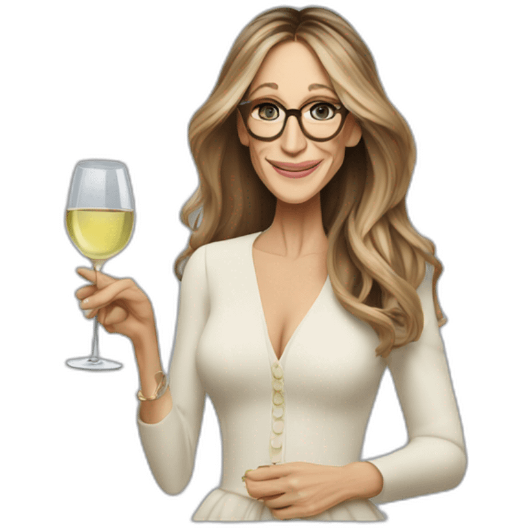 Sarah Jessica Parker with a glass of  white wine in her right hand emoji