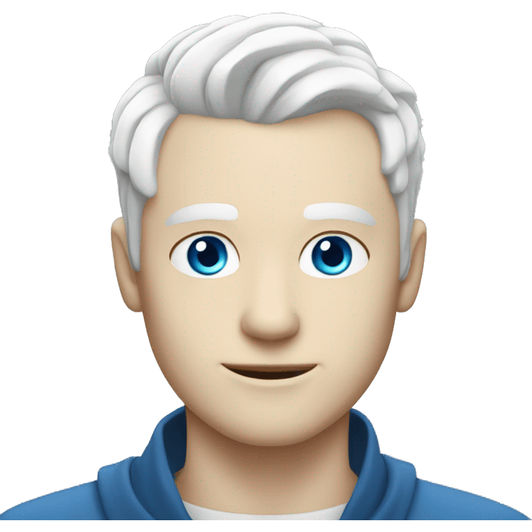 handsome pale man with blue eyes and white hair with an undercut emoji