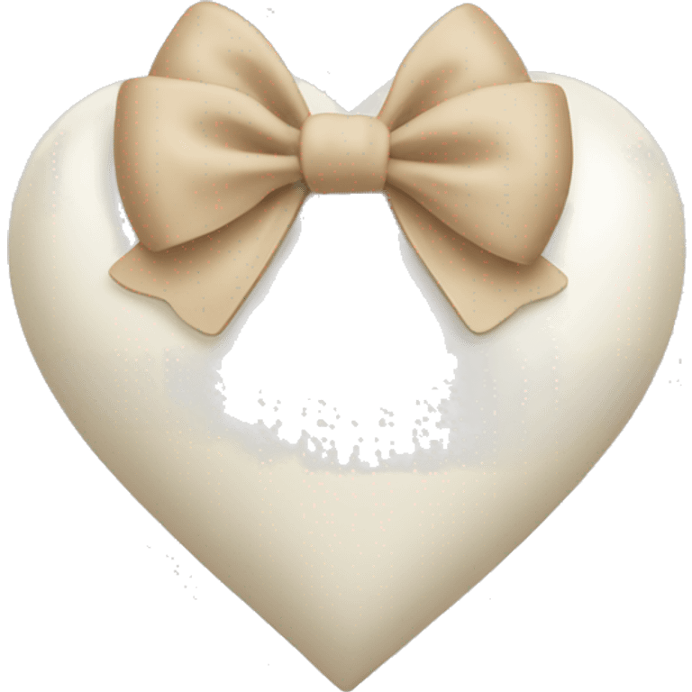 white heart with beige bow emoji