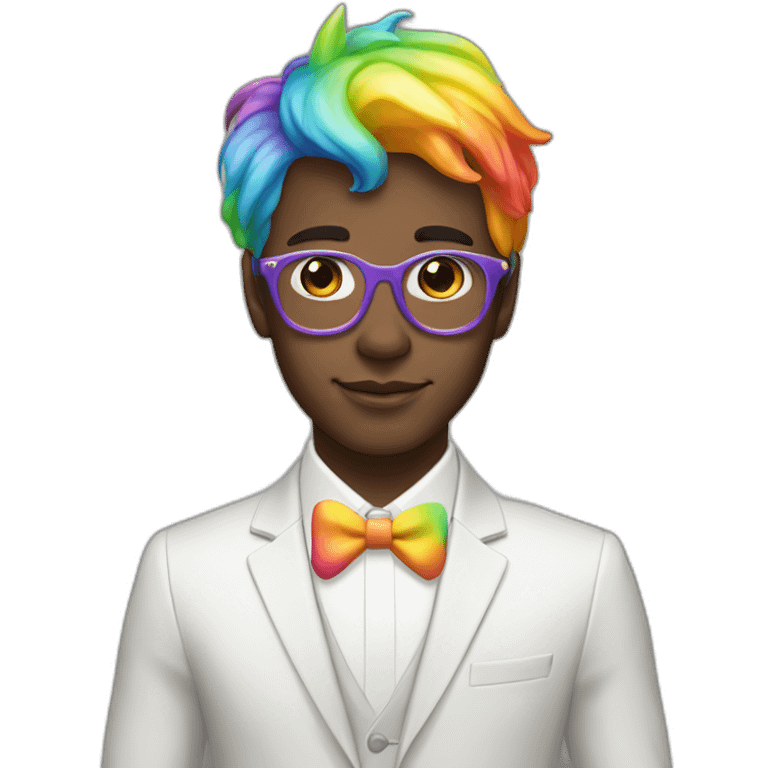 Posh-boy-with-suit-and-rainbow-unicorn-hat emoji