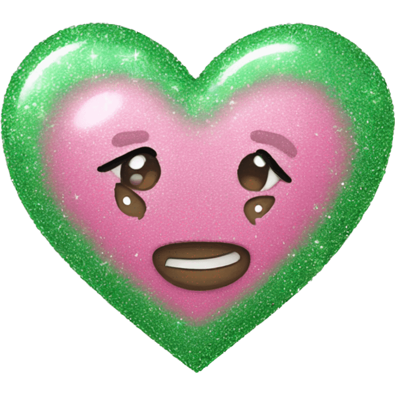 pink and green glittery heart emoji