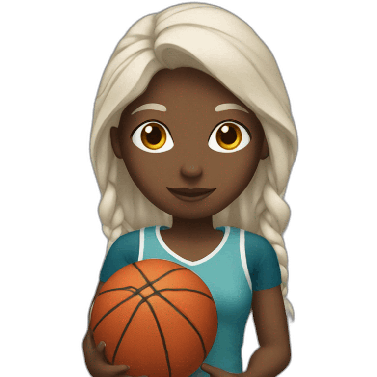 White-skinned girl holding basketball emoji