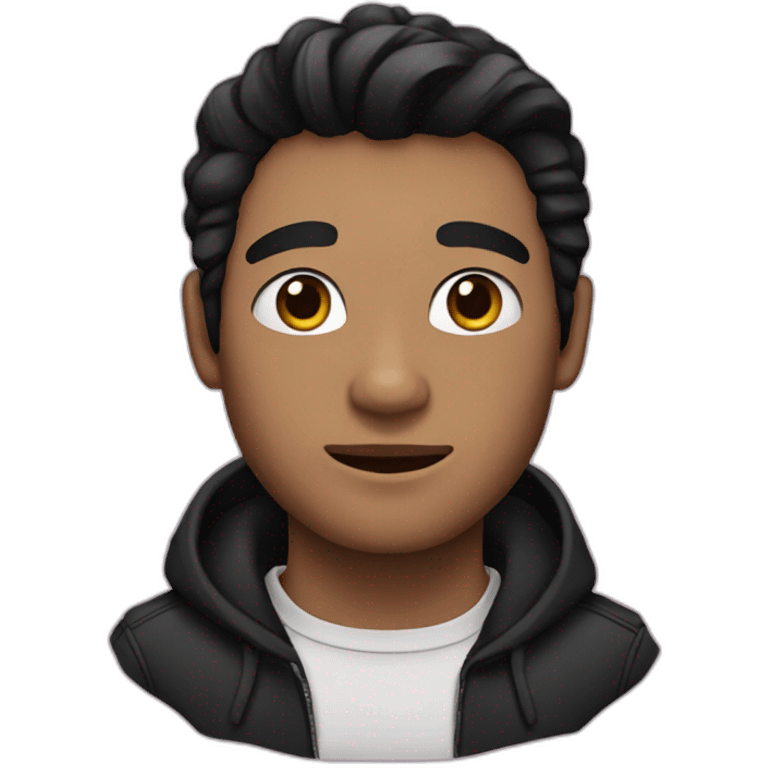 A man with black hair and a black cat emoji