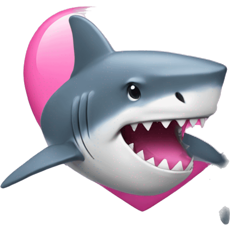 Shark hugging a pink heart emoji