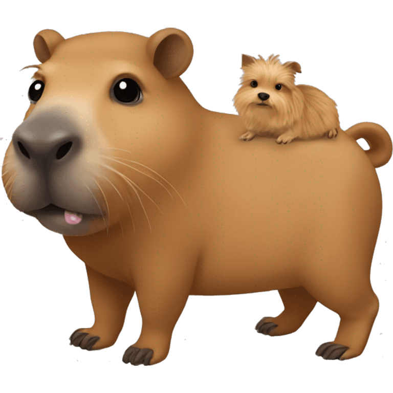 Capybara with Yorkie puppy on back emoji