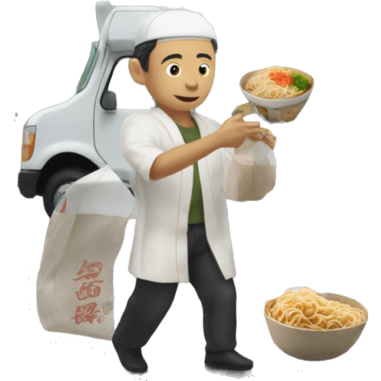 japanese man selling ramen in the food truk emoji