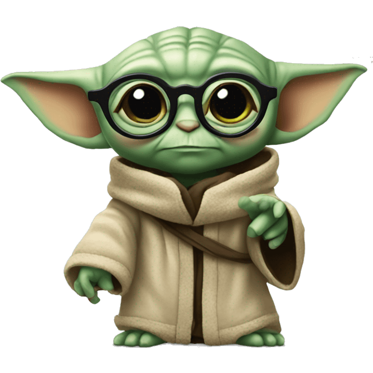 baby yoda with glasses pointing at you emoji