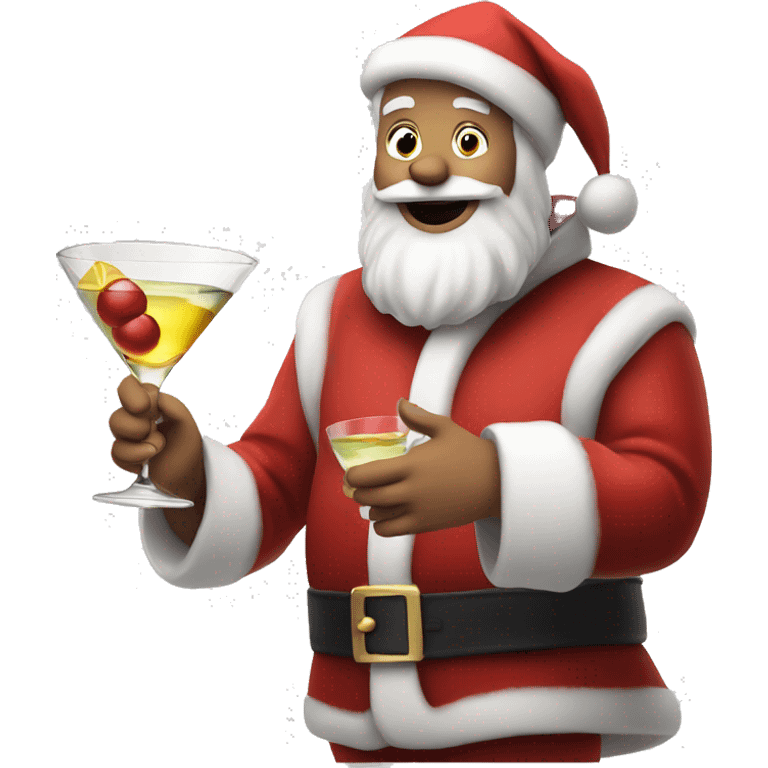 Drunk Santa with a martini in his hand  emoji