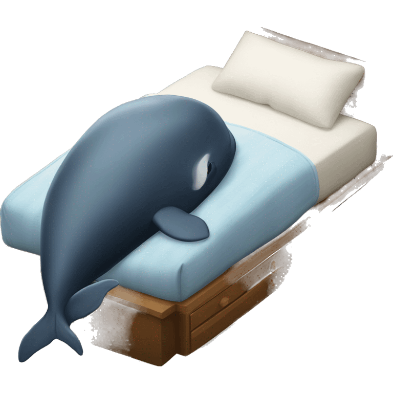 Sleeping whale on top of a bed emoji