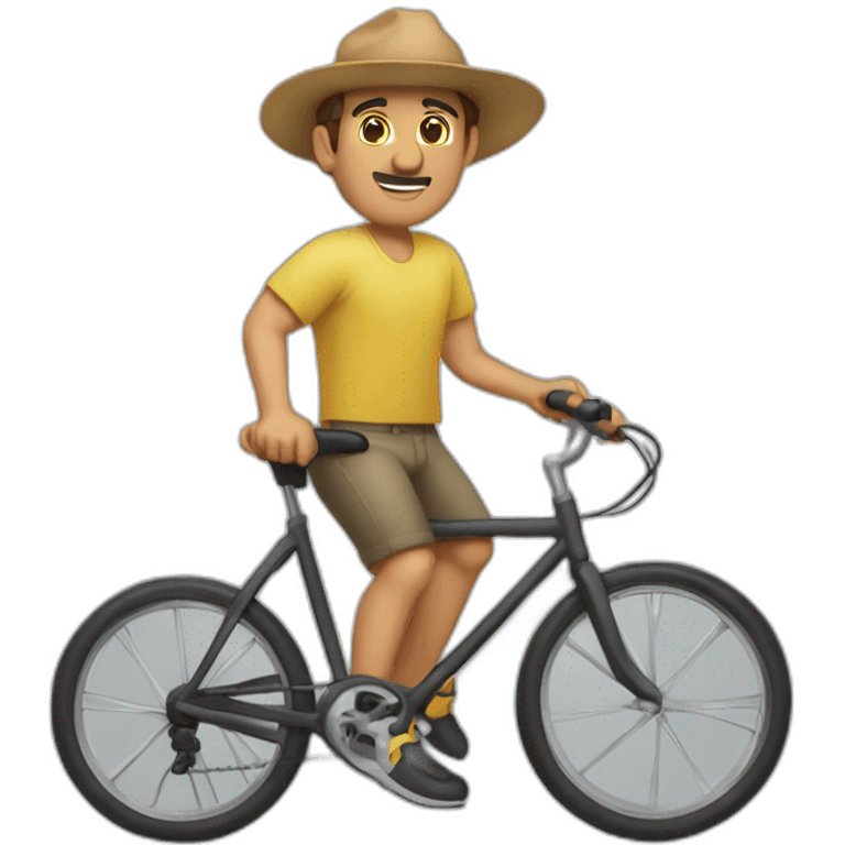 señor gordo sin pelo en bicicleta emoji