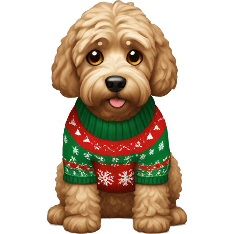 cockapoo with christmas sweater emoji