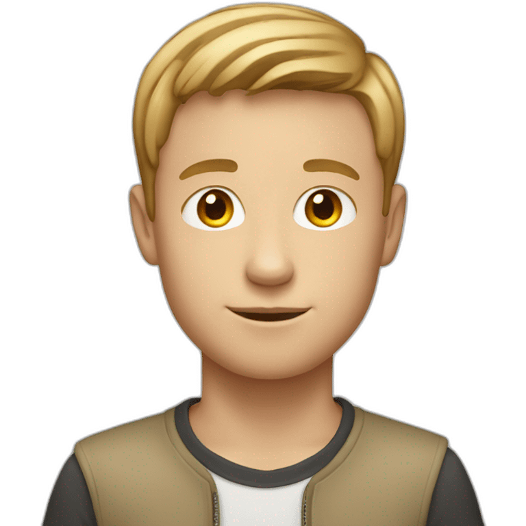 white boy with light brown straight short hair and apple laptop emoji