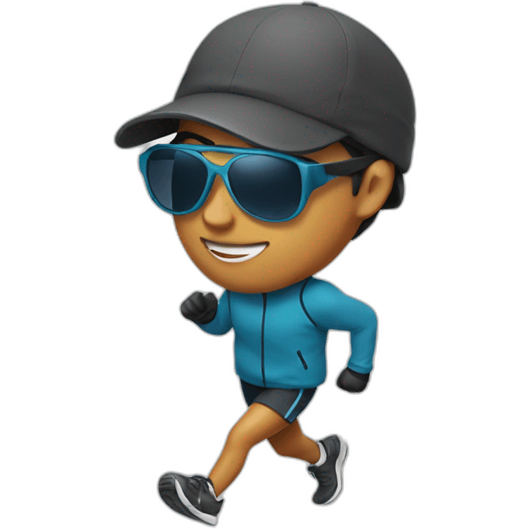 runner wearing sunglasses a cap and winter shoes emoji