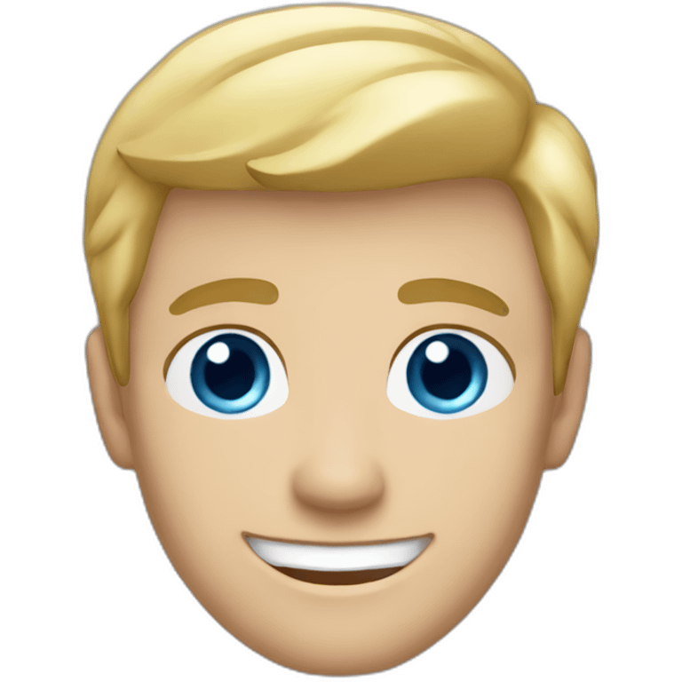 A Caucasian Adult Male, Blonde Hair, Blue Eyes, Smile, emoji