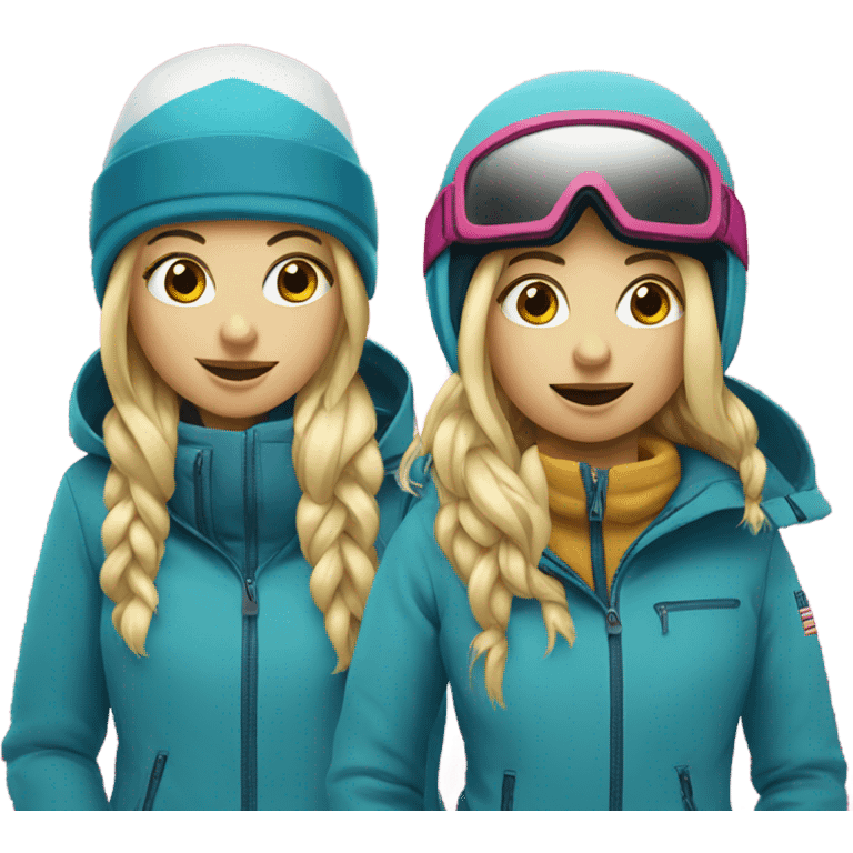 Two blonde snowboarder girls emoji