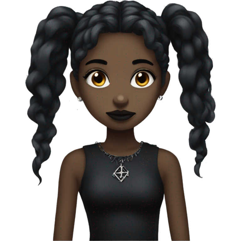 Goth girl with black girl emoji