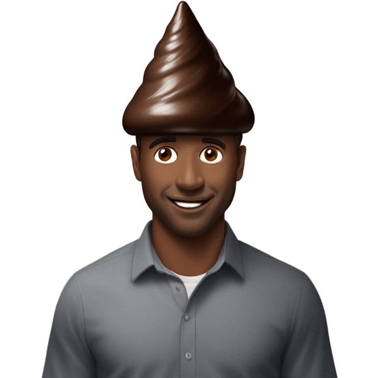 Hershey chocolate kiss on top of a man’s head  emoji