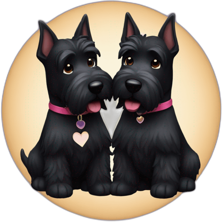 Two black Scottish terrier kissing emoji