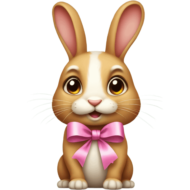 rabbit wearing cute ribbon emoji