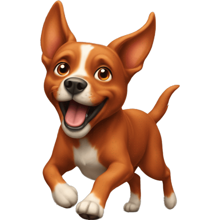 realistic solid red dog with pointed ears running emoji