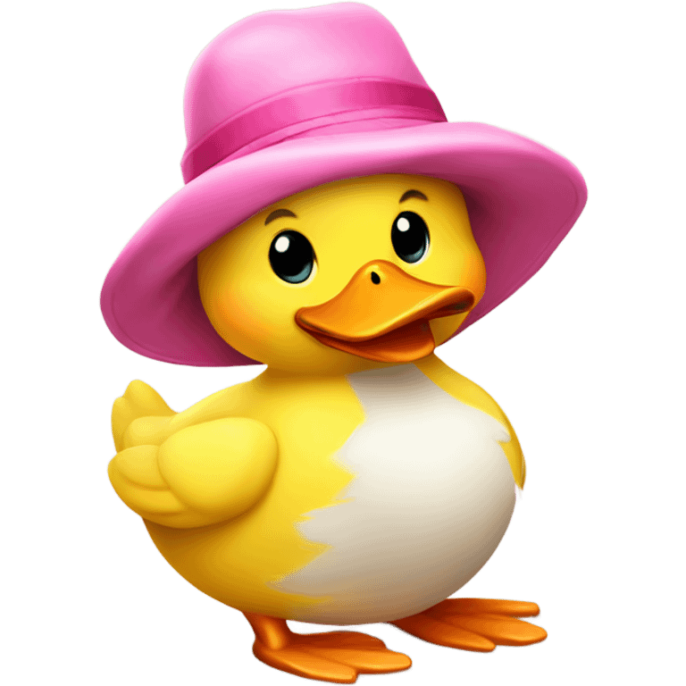 Cute yellow duck w pink hat emoji