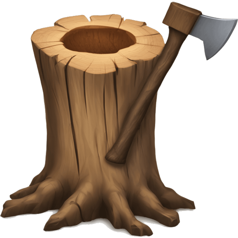 Tree stump with an axe cleaved in  it  emoji