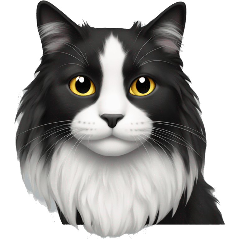 black and white cat long haired emoji