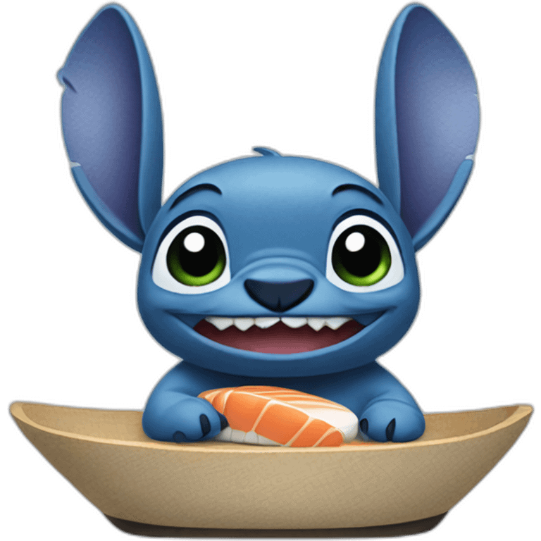 Stitch qui mange des sushi emoji