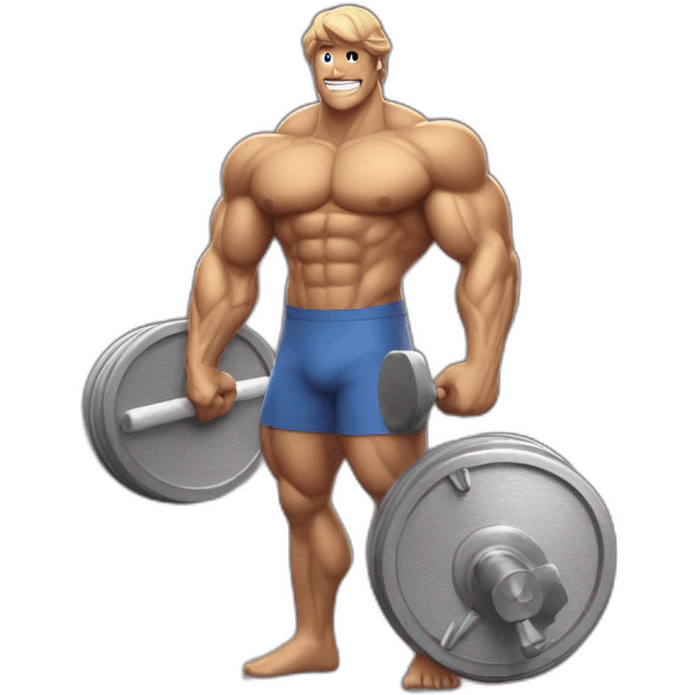 muscle man with trophie emoji