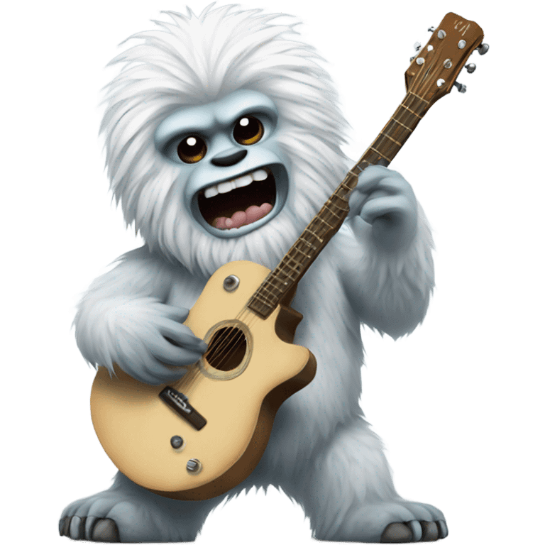 A yeti playing guitar emoji